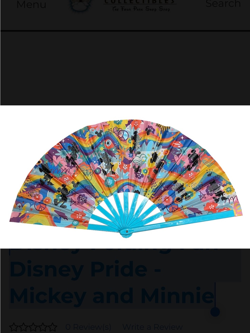 Disney Rainbow Pride Folding Hand Fan - Blue